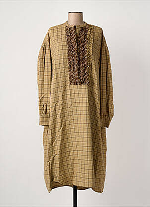 Robe mi-longue manches longues manches longues marron LAURENCE femme