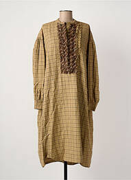 Robe mi-longue manches longues manches longues marron LAURENCE femme