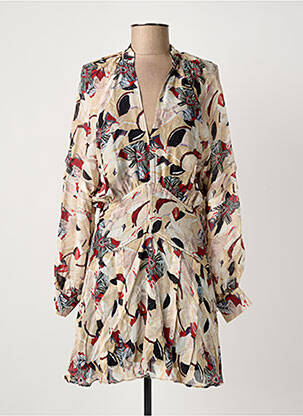 Robe courte imprimé fleurs manches longues beige IRO femme