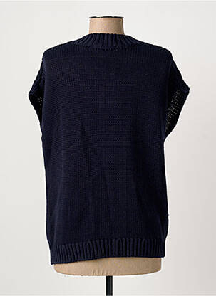 Pull col v sans manche bleu ROSEANNA femme