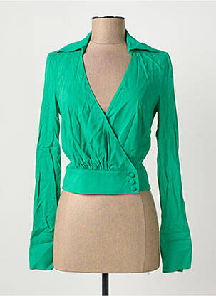 Chemisier tissage crêpe manches longues vert MARGAUX LONNBERG femme