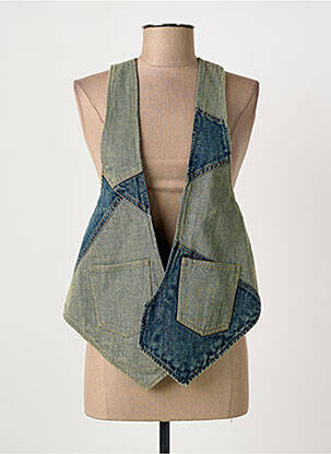 Gilet sans manche poches bleu LAURENCE BRAS femme