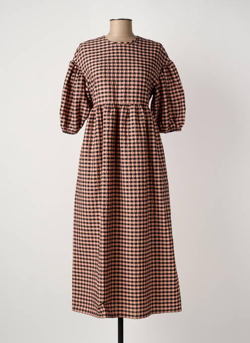 Robe longue manches courtes manches courtes rose ROSEANNA femme