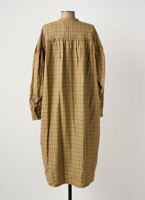Robe mi-longue manches longues manches longues marron LAURENCE femme