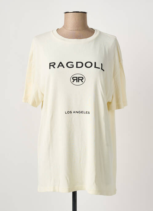 T-shirt imprimé fantaisie manches courtes jaune RAGDOLL femme