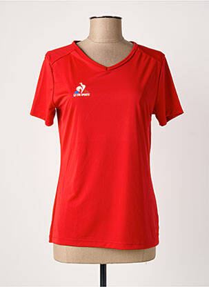 T-shirt col v manches courtes rouge LE COQ SPORTIF femme