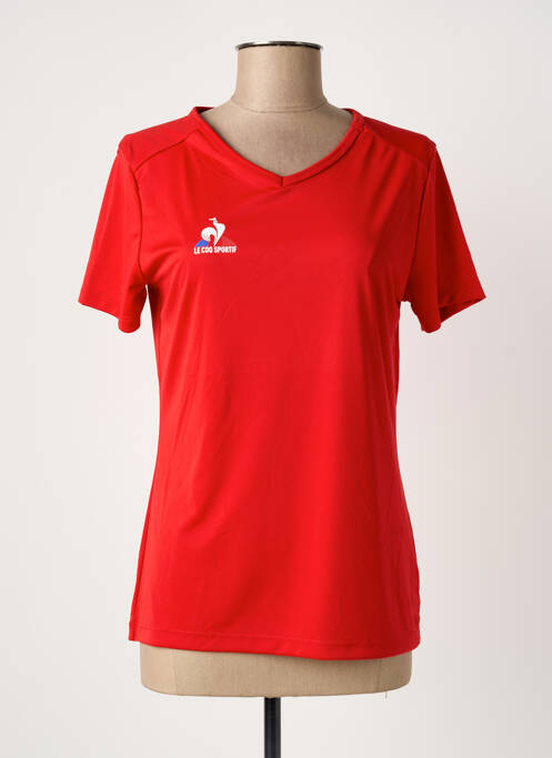 T-shirt col v manches courtes rouge LE COQ SPORTIF femme