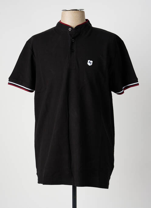 Polo coupe cintrée sans manche noir AMERICAN COLLEGE homme