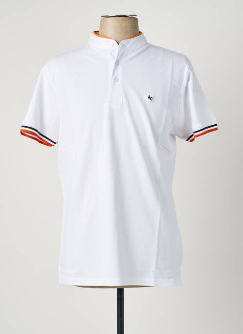 Polo coupe cintrée sans manche blanc AMERICAN COLLEGE homme
