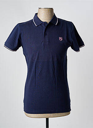 Polo coupe droite manches courtes bleu AMERICAN COLLEGE homme