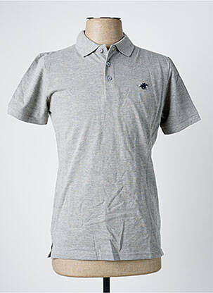 Polo coupe cintrée manches courtes gris AMERICAN COLLEGE homme