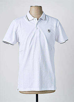 Polo stretch manches courtes blanc AMERICAN COLLEGE homme