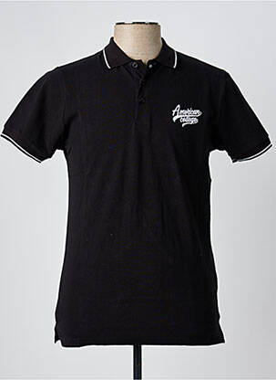 Polo stretch manches courtes noir AMERICAN COLLEGE homme