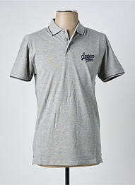 Polo stretch manches courtes gris AMERICAN COLLEGE homme