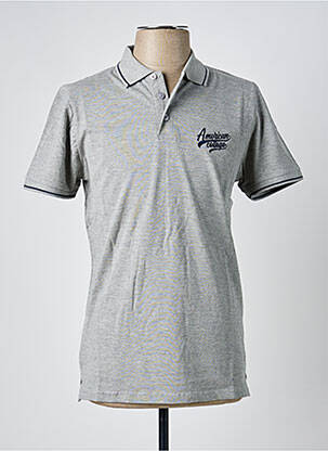 Polo stretch manches courtes gris AMERICAN COLLEGE homme