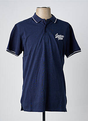 Polo coupe droite manches courtes bleu AMERICAN COLLEGE homme