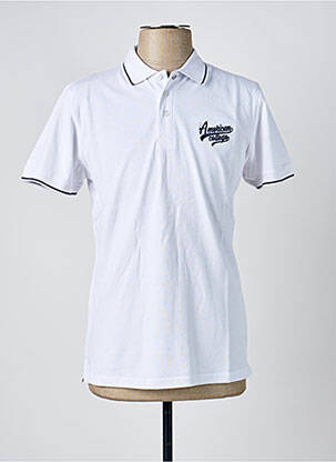 Polo stretch manches courtes blanc AMERICAN COLLEGE homme