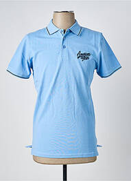 Polo stretch manches courtes bleu AMERICAN COLLEGE homme