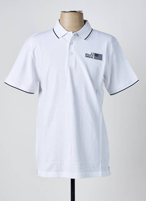 Polo stretch manches courtes blanc U.S ATHLETIC homme