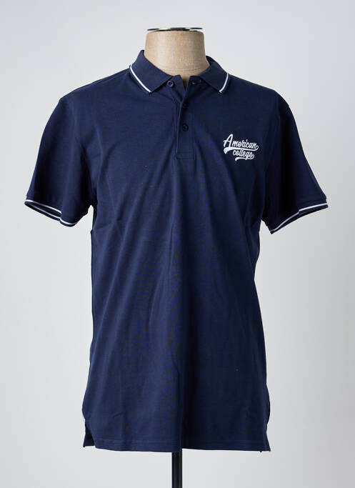 Polo bleu AMERICAN COLLEGE homme