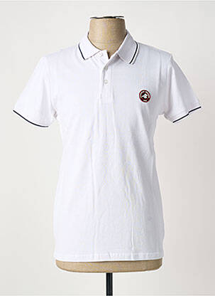 Polo stretch manches courtes blanc AMERICAN COLLEGE homme
