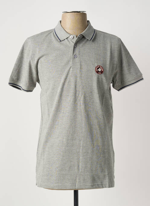Polo stretch manches courtes gris AMERICAN COLLEGE homme