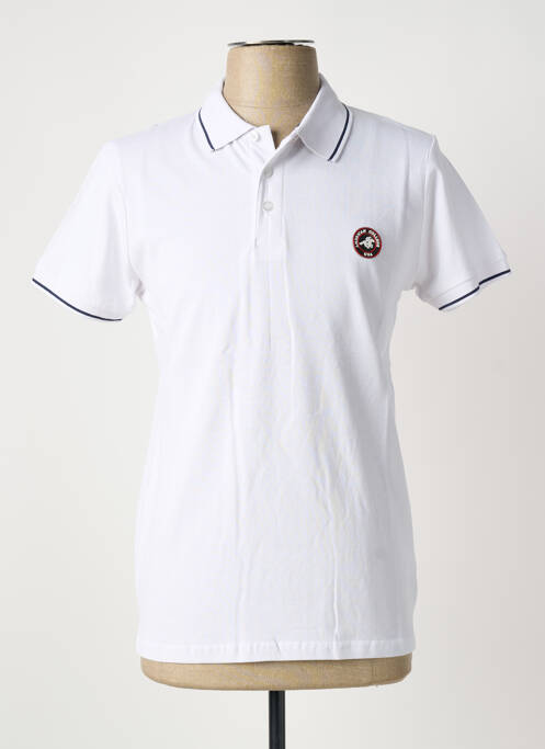 Polo stretch manches courtes blanc AMERICAN COLLEGE homme