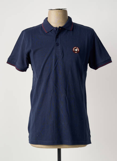 Polo stretch manches courtes bleu AMERICAN COLLEGE homme