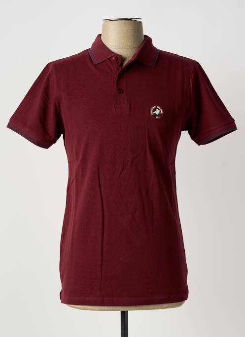 Polo stretch manches courtes rouge AMERICAN COLLEGE homme