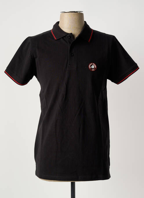 Polo stretch manches courtes noir AMERICAN COLLEGE homme