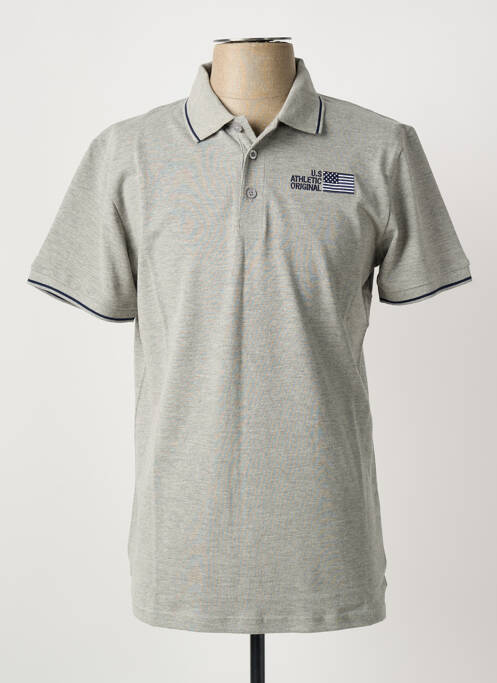 Polo stretch manches courtes gris U.S ATHLETIC homme
