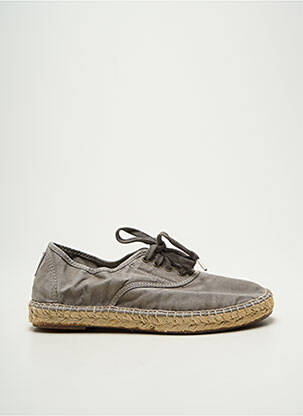 Espadrilles fermeture lacets talon plat jusqu'à 3cm gris NATURAL WORLD femme
