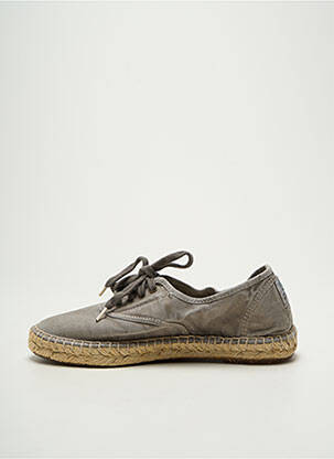 Espadrilles fermeture lacets talon plat jusqu'à 3cm gris NATURAL WORLD femme