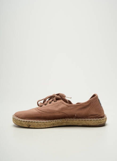 Espadrilles fermeture lacets talon plat jusqu'à 3cm marron NATURAL WORLD femme