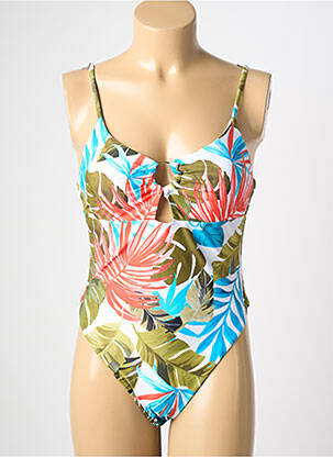 Maillot de bain 1 pièce effet matière satinée haut soutien-gorge avec mousse de rembourrage amovible vert HIBIKINI femme