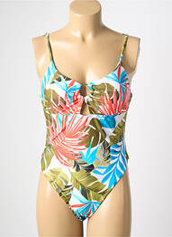 Maillot de bain 1 pièce effet matière satinée haut soutien-gorge avec mousse de rembourrage amovible vert HIBIKINI femme