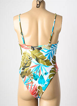 Maillot de bain 1 pièce effet matière satinée haut soutien-gorge avec mousse de rembourrage amovible vert HIBIKINI femme