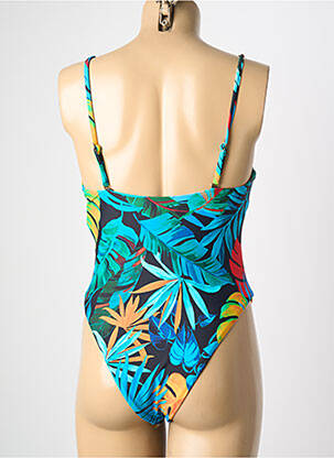 Maillot de bain 1 pièce effet matière satinée haut soutien-gorge avec mousse de rembourrage amovible bleu HIBIKINI femme