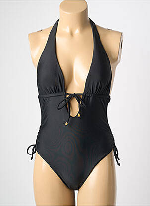 Maillot de bain 1 pièce effet matière satinée haut soutien-gorge avec mousse de rembourrage amovible noir VERY ZEN femme