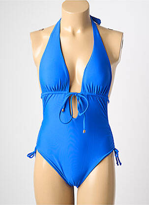 Maillot de bain 1 pièce effet matière satinée haut soutien-gorge avec mousse de rembourrage amovible bleu VERY ZEN femme