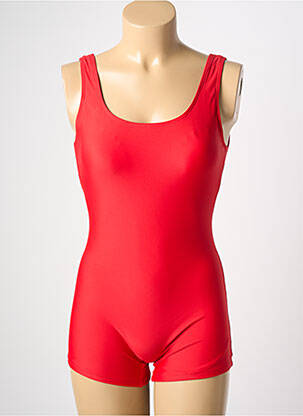 Maillot de bain 1 pièce effet matière satinée haut soutien-gorge avec mousse de rembourrage amovible rouge VIDOYA femme