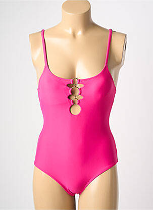 Maillot de bain 1 pièce effet matière satinée haut soutien-gorge avec mousse de rembourrage amovible rose VIDOYA femme