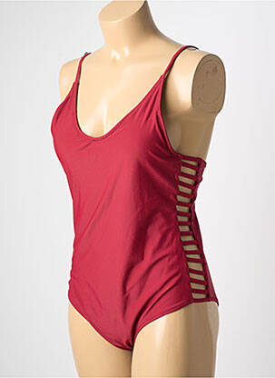 Maillot de bain 1 pièce effet matière satinée haut soutien-gorge avec mousse de rembourrage amovible rouge POWER FLOWER femme