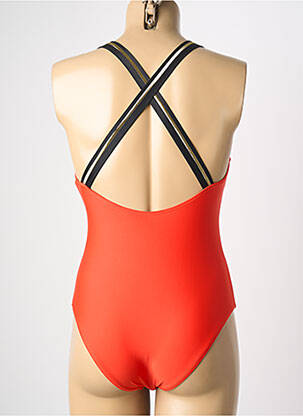 Maillot de bain 1 pièce effet matière satinée haut soutien-gorge avec mousse de rembourrage amovible orange HIBIKINI femme