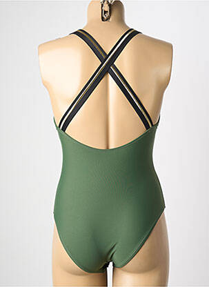 Maillot de bain 1 pièce effet matière satinée haut soutien-gorge avec mousse de rembourrage amovible vert HIBIKINI femme