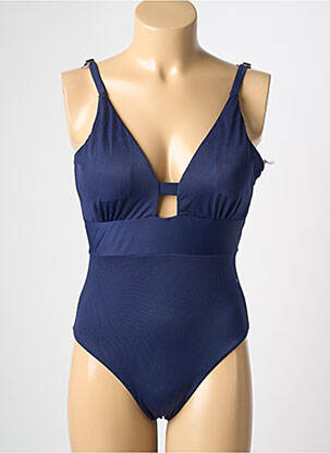 Maillot de bain 1 pièce effet matière satinée haut soutien-gorge avec mousse de rembourrage amovible bleu HIBIKINI femme