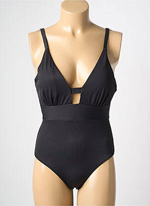 Maillot de bain 1 pièce effet matière satinée haut soutien-gorge avec mousse de rembourrage amovible noir HIBIKINI femme
