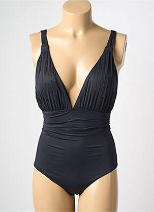 Maillot de bain 1 pièce effet matière satinée haut soutien-gorge avec mousse de rembourrage amovible noir VIDOYA femme