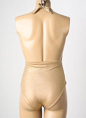 Maillot de bain 1 pièce effet matière satinée haut soutien-gorge avec mousse de rembourrage amovible or L. BEACH femme