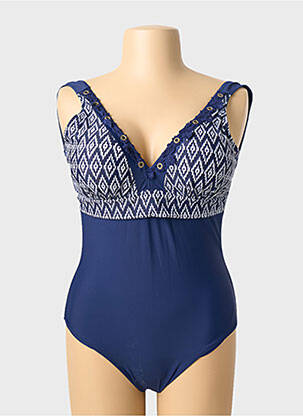 Maillot de bain 1 pièce imprimé fantaisie haut soutien-gorge avec mousse de rembourrage amovible bleu KATIA femme